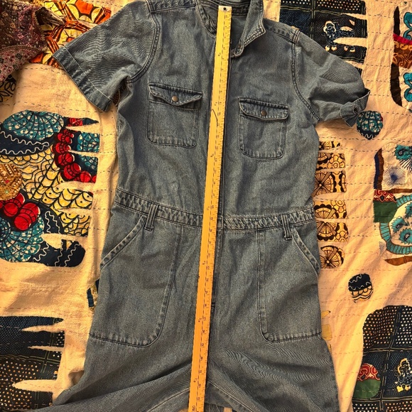 Ladies Old Navy medium blue jean jumpsuit Medium Tall with snaps and fly zip - Picture 12 of 12